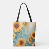 Waterverf Zonnebloem Breeze Canvas tas (Achterkant)