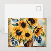 Waterverf Zonnebloem Briefkaart (Voorkant / Achterkant)