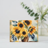 Waterverf Zonnebloem Briefkaart (Staand voorkant)