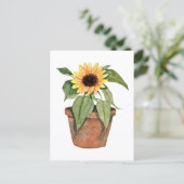 Waterverf Zonnebloem Briefkaart (Staand voorkant)