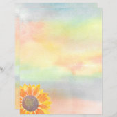 Waterverf Zonnebloem briefpapier Papier (Voorkant / Achterkant)