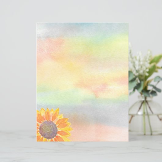 Waterverf Zonnebloem briefpapier Papier (Staand voorkant)