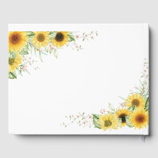 Waterverf Zonnebloem bruiloft gastenboek (Achterkant)