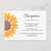 Waterverf zonnebloem bruiloft receptie informatiekaartje (Voorkant)