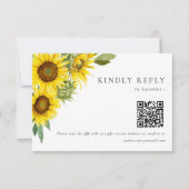 Waterverf Zonnebloem bruiloft RSVP Kaart QR Code (Voorkant)