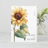 Waterverf Zonnebloem Bruiloft Rustieke Boho Geel Kaart (Staand voorkant)
