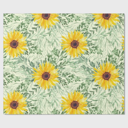 Waterverf Zonnebloem Cadeaupapier (Vlak)