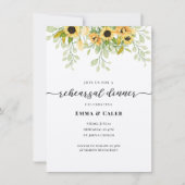 Waterverf Zonnebloem Cascade Repetitie Diner Kaart (Voorkant)