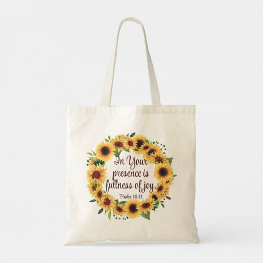 Waterverf Zonnebloem Christelijke Scripting Joy Qu Tote Bag (Achterkant)