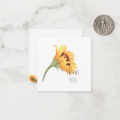Waterverf Zonnebloem Dank u Kaartnaam Notitiekaartje (Voorkant / Achterkant in situ)