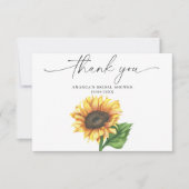 Waterverf zonnebloem, dank u vrijgezellenfeest bedankkaart (Voorkant)