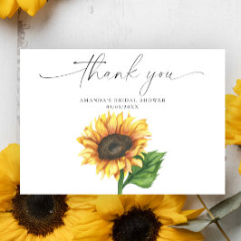 Waterverf zonnebloem, dank u vrijgezellenfeest bedankkaart