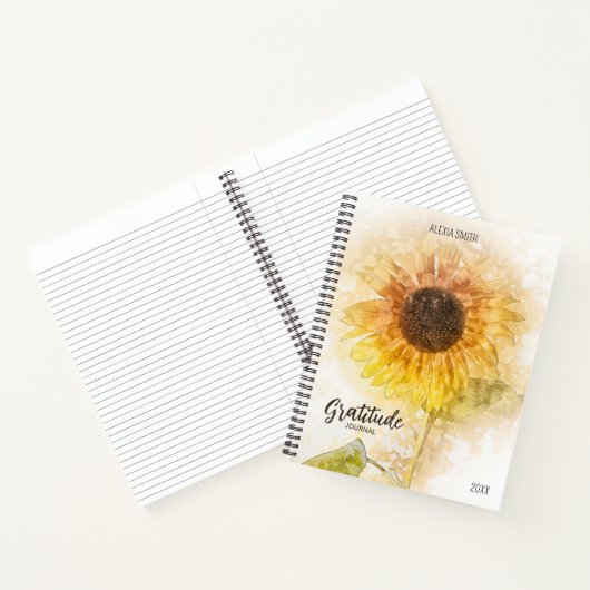 Waterverf Zonnebloem Dankbaarheidsjournaal, Notitieboek (Binnen)
