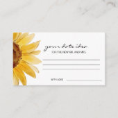 Waterverf zonnebloem Datum nacht ideeën Date jar Informatiekaartje (Voorkant)