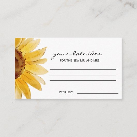 Waterverf zonnebloem Datum nacht ideeën Date jar Informatiekaartje (Voorkant)