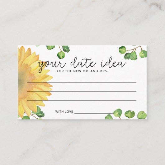 Waterverf zonnebloem Datum nachtideeën \ Datum jar Informatiekaartje (Voorkant)