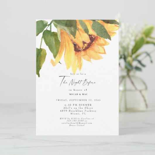 Waterverf Zonnebloem De nacht voor het huwelijk Kaart (Staand voorkant)