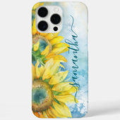 Waterverf Zonnebloem Donker Blauwgroen Girly Signa Case-Mate iPhone Case (Achterkant)