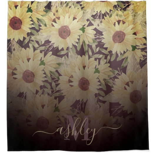 Waterverf Zonnebloem Douchegordijn (Voorkant)