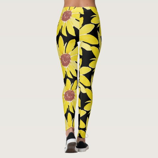 Waterverf Zonnebloem Dwervel met handschilderd Leggings (Achterkant)