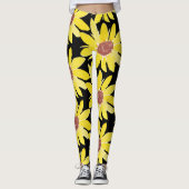 Waterverf Zonnebloem Dwervel met handschilderd Leggings (Voorkant)