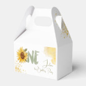 Waterverf zonnebloem eerste verjaardag bedankdoosjes (Achterkant)