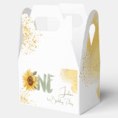 Waterverf zonnebloem eerste verjaardag bedankdoosjes (Geopend)