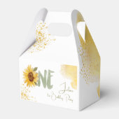 Waterverf zonnebloem eerste verjaardag bedankdoosjes (Voorkant Zijde)