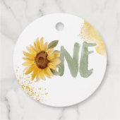 Waterverf zonnebloem eerste Verjaardag dank u Bedankjes Labels (Achterkant)