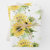 Waterverf Zonnebloem Eerste verjaardag Inpakpapier Vel (In situ)