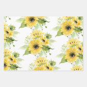 Waterverf Zonnebloem Eerste verjaardag Inpakpapier Vel (Voorkant)