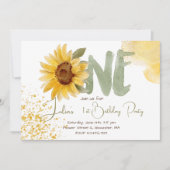 Waterverf zonnebloem eerste verjaardag kaart (Voorkant)
