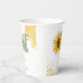 Waterverf zonnebloem eerste verjaardag papieren bekers (Rechts)