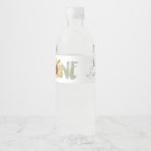 Waterverf zonnebloem eerste verjaardag waterfles etiket (Voorkant)