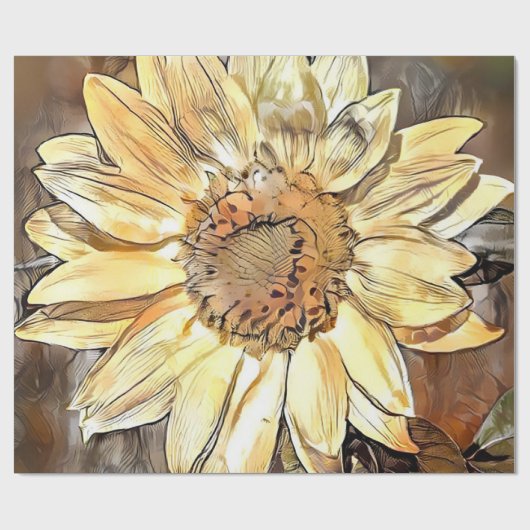 Waterverf Zonnebloem Elegant Collectie Cadeaupapier (Vlak)