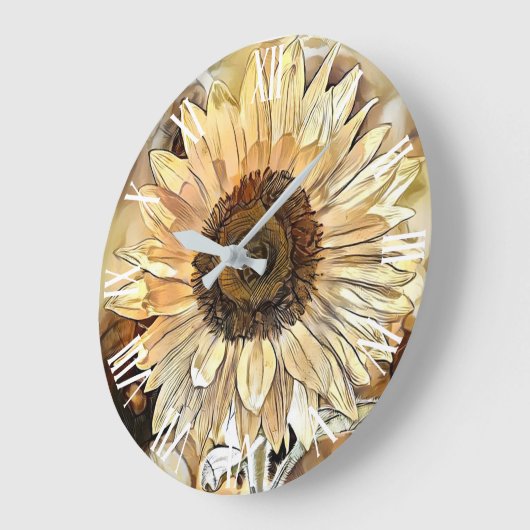 Waterverf Zonnebloem Elegant Collectie Grote Klok (Hoek)