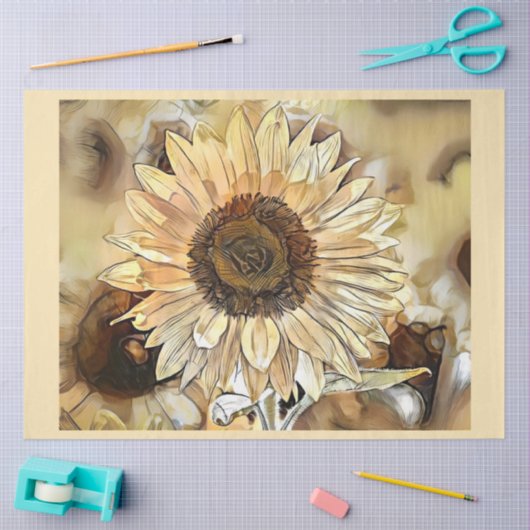 Waterverf Zonnebloem Elegant Collectie Tissuepapier (Craft)