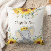 Waterverf Zonnebloem Elephant Baby Girl Nursery Kussen (Deken)