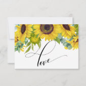 Waterverf Zonnebloem en Eucalyptus Elegant Type RSVP Kaartje (Achterkant)