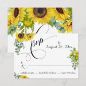 Waterverf Zonnebloem en Eucalyptus Elegant Type RSVP Kaartje (Voorkant / Achterkant)