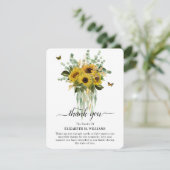 Waterverf Zonnebloem en Eucalyptus Symapthy Bedankkaart (Staand voorkant)