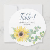 Waterverf Zonnebloem en Eucalyptus Tafelnummer (Achterkant)