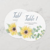 Waterverf Zonnebloem en Eucalyptus Tafelnummer (Voorkant / Achterkant)