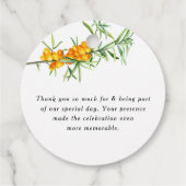 Waterverf Zonnebloem en Seabuckthorn Baby shower Bedankjes Labels (Achterkant)