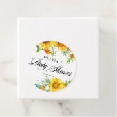 Waterverf Zonnebloem en Seabuckthorn Baby shower Bedankjes Labels (In situ)