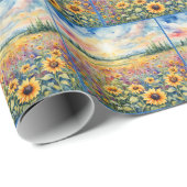 Waterverf Zonnebloem en Wildflower Field Cadeaupapier (Rol Hoek)