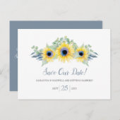 Waterverf Zonnebloem Eucalyptus Bewaar de datum Briefkaart (Voorkant / Achterkant)