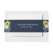 Waterverf zonnebloem eucalyptus bruiloft buik band uitnodigingen wikkel (Voorkant Voorbeeld)