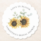 Waterverf Zonnebloem Eucalyptus Bruiloftsfeest Kartonnen Onderzetters (Voorkant)
