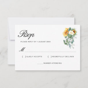 waterverf zonnebloem eucalyptus floral RSVP-kaart RSVP Kaartje